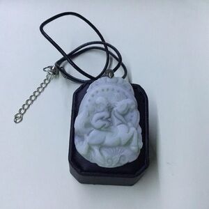 White Carved Monkey Ride Horse Pendant Necklace